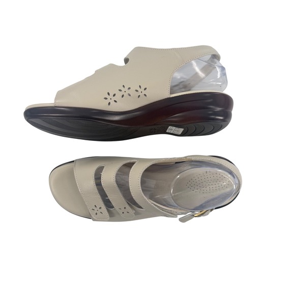 SAS Shoes - SAS Quatro Slingback Sandals Bone Leather Womens 10 WW (Double Wide) Comfort